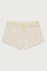 Lyla Crochet Mini Short White