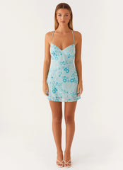 Vietta Sequin Cami Micro Mini Dress Blue