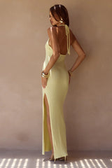 LILABELLE HALTER KNIT MAXI DRESS LEMON