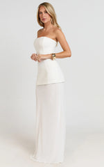 Keyla Maxi Dress Strapless Contrast Skirt Dress in Ivory