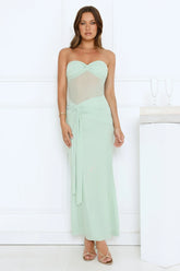 Cant Get Enough Strapless Maxi Dress Sage