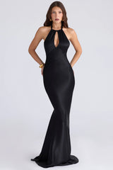 black satin maxi dress