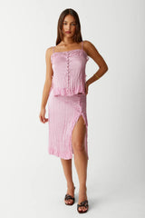 Countryside Satin Midi Skirt French Rose