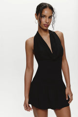 Bowery Cowl Neck Mini Dress Black