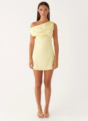 Heart Of Glass Satin Mini Dress Yellow