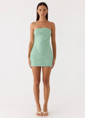 Dangerous Kind Beaded Mini Dress Sage