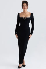 black crystal embellished maxi dress