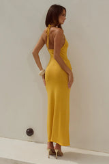 AYELLA DEEP V KNIT MAXI DRESS MANGO