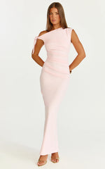 Belle Maxi Dress Tie Shoulder Detail Dress in Pink