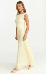 Madeleine Maxi Dress Hight Neck A Line Dress in Lemon