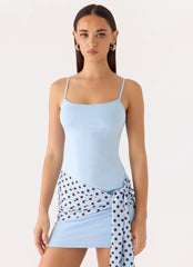 Hypnosis Mini Dress Blue Mocha Dot