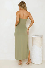 Caviar Please Strapless Midi Dress Olive