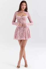 perfectly pink lace mini dress