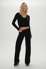 Dawson Knit Fold Over Pants Black