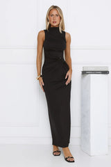 Radiant Petal Maxi Dress Black