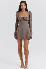 mocha long sleeve mini dress