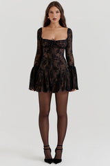 black lace corset dress