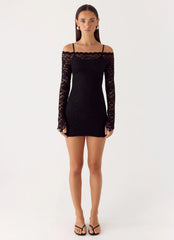 Just This Once Lace Mini Dress Black