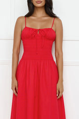 Starfall Garden Linen Blend Maxi Dress Red