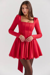 holly red removable bow tulle mini dress sale