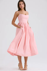rose pink cotton corset sundress