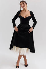 black velvet tulle midi dress bolero