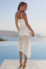 DIA ASYMMETRICAL HEM MIDI DRESS WHITE