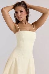 lemon stretch cotton a line midi sundress