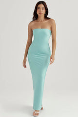 jade satin strapless maxi dress