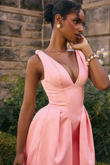 peach satin pleated midi dress sale