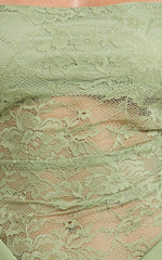 Rania Maxi Dress Contrast Lace Bodice Bias Cowl Drop Waist Dress in Sage