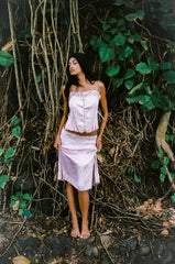 Countryside Satin Midi Skirt French Rose