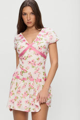 Belladonna Cotton Floral Mini Dress Rosebush