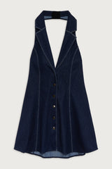 Moonlight Denim Halter Dress Blue Denim