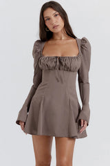 mocha long sleeve mini dress
