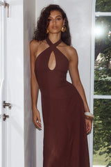SAHARA KEYHOLE HALTER MAXI DRESS CHOCOLATE