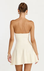 Roselisse Mini Dress Strapless Sweetheart Fit Flare Mini Dress in Cream