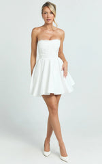 Bianca Mini Dress Strapless Fit And Flare Dress in Ivory