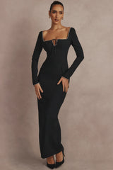 black crystal embellished maxi dress