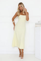Tennis Club Knit Pleated Midi Dress Yellow