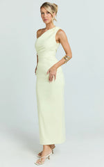 Karlie Midi Dress One Shoulder Fitted Dress in Lemon