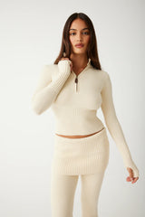 Maverick Cloud Knit Half Zip Sweater French Vanilla