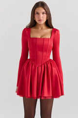 holly red removable bow tulle mini dress sale