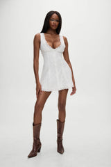 x BELLA HADID Farm Eyelet Mini Dress Salt Air Eyelet