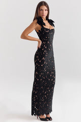 black velvet lace maxi dress