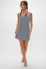West Cotton Wrap Mini Dress Morning Gingham