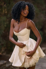 vintage cream tulle mini dress