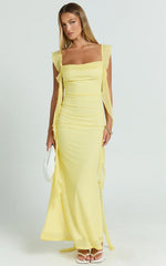 Rosha Maxi Dress Ruffle Strap Dress in Butter