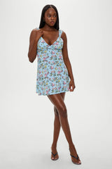 Emilia Satin Floral Mini Dress Pastel Peony