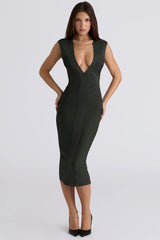 emerald bandage midi dress